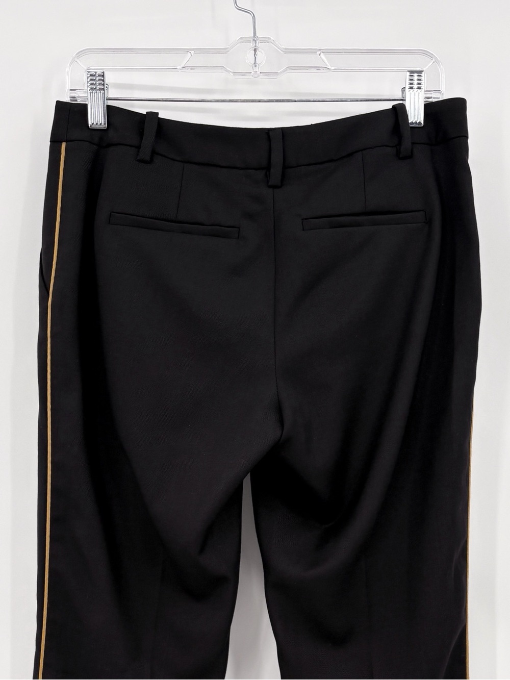 NILI LOTAN Leo Black Wool Tuxedo Trouser Pant Gold Stripe 6 - Picture 10 of 14